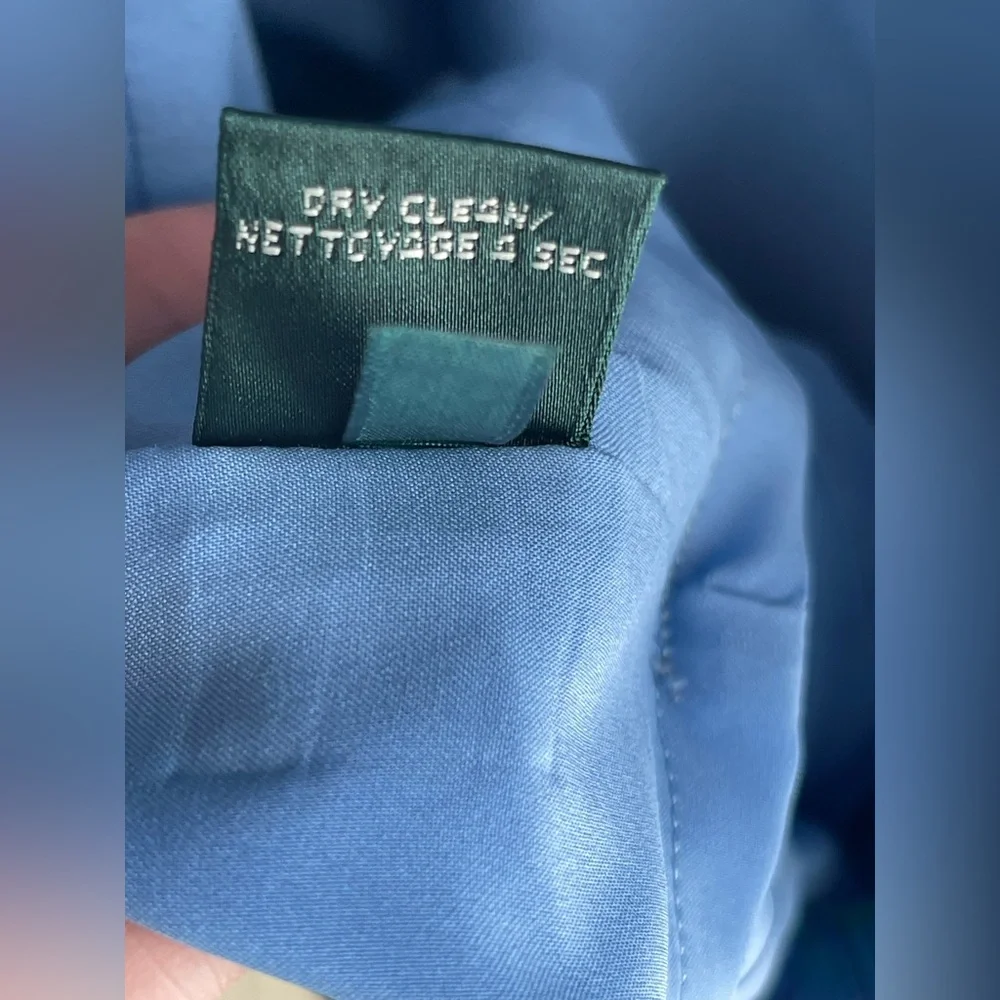 Lauren by Ralph Lauren Green & Blue Paisley Sleeveless Satin Faux Wrap Dress - Picture 9 of 12